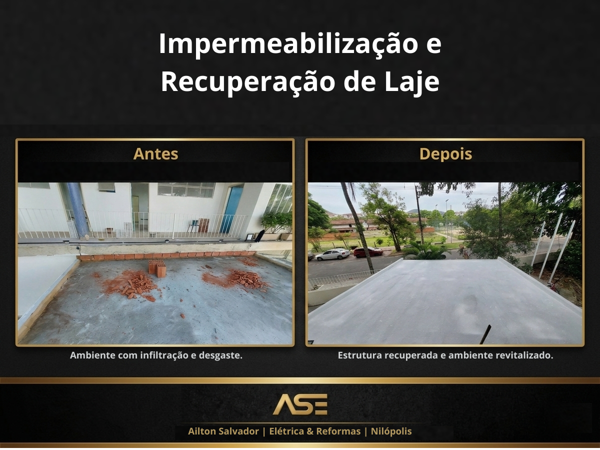 Impermeabilização e recuperação de laje em Nilópolis RJ — Ailton Salvador Engenharia