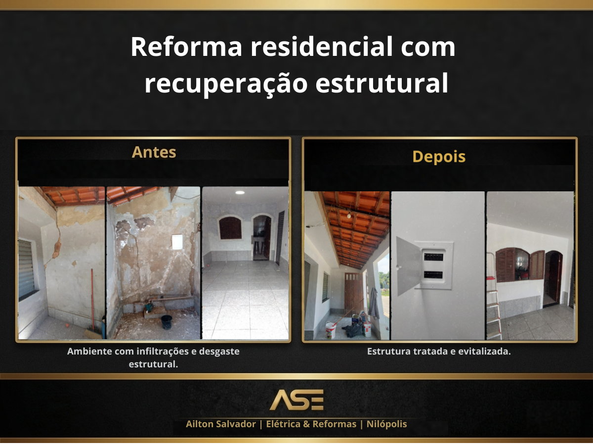 Reforma residencial com recuperação estrutural em Nilópolis RJ — Ailton Salvador Engenharia